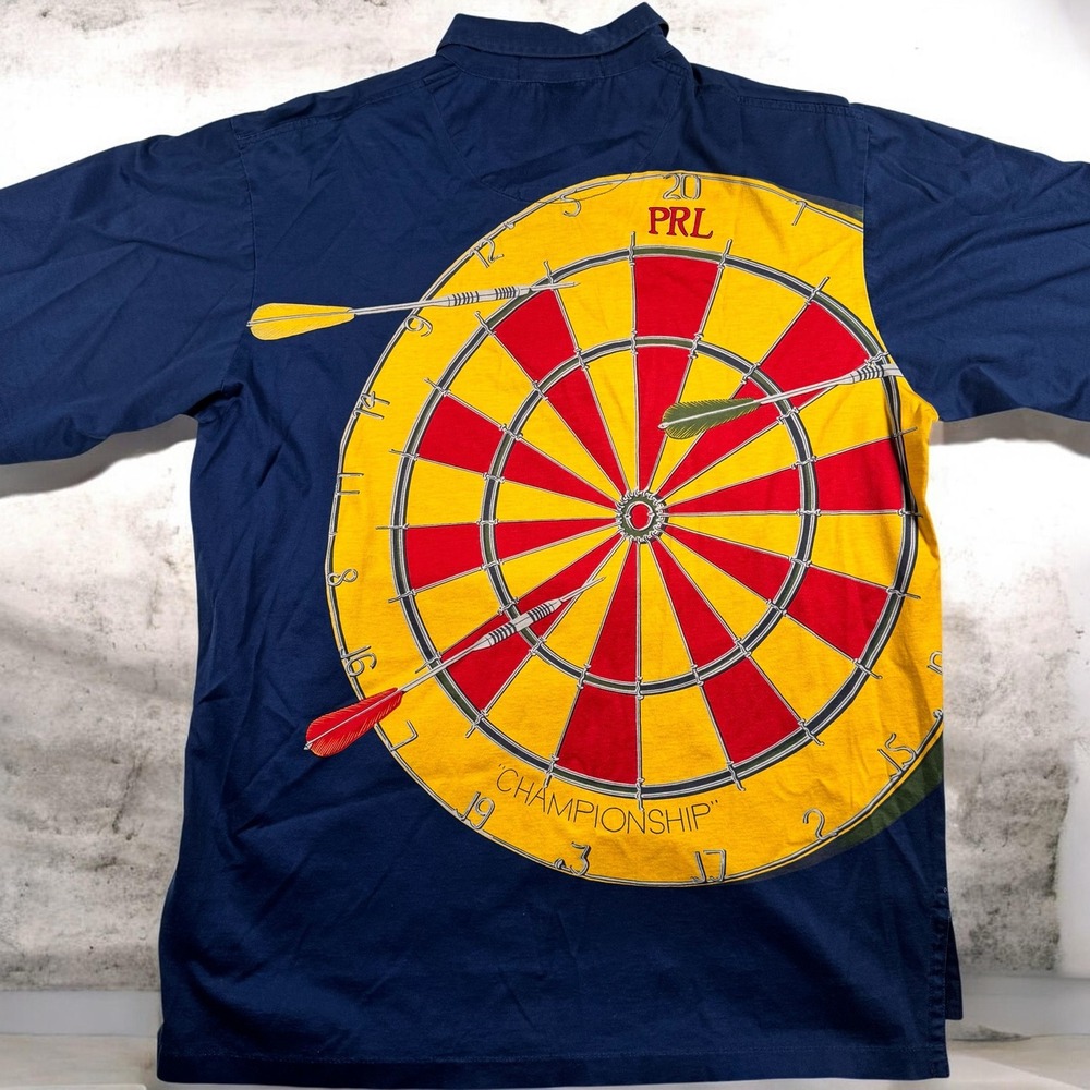 Polo Ralph Lauren Vintage 80's Darts Championship Graphic Polo Shirt Mens Medium